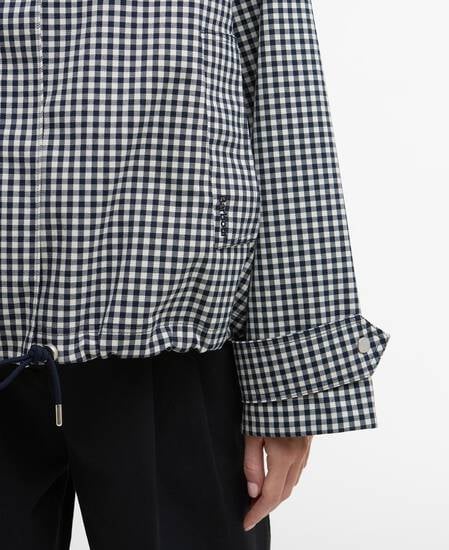 Bronwyn Gingham Funnel-Neck Showerproof Jacket Navy Gingham