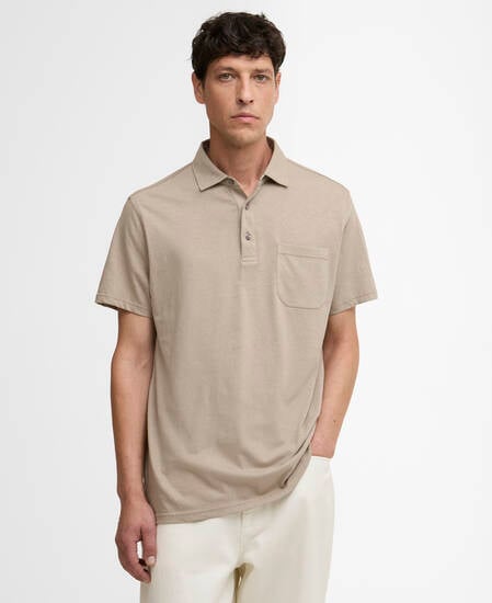 Steventon Linen Blend Tailored Polo Shirt Concrete