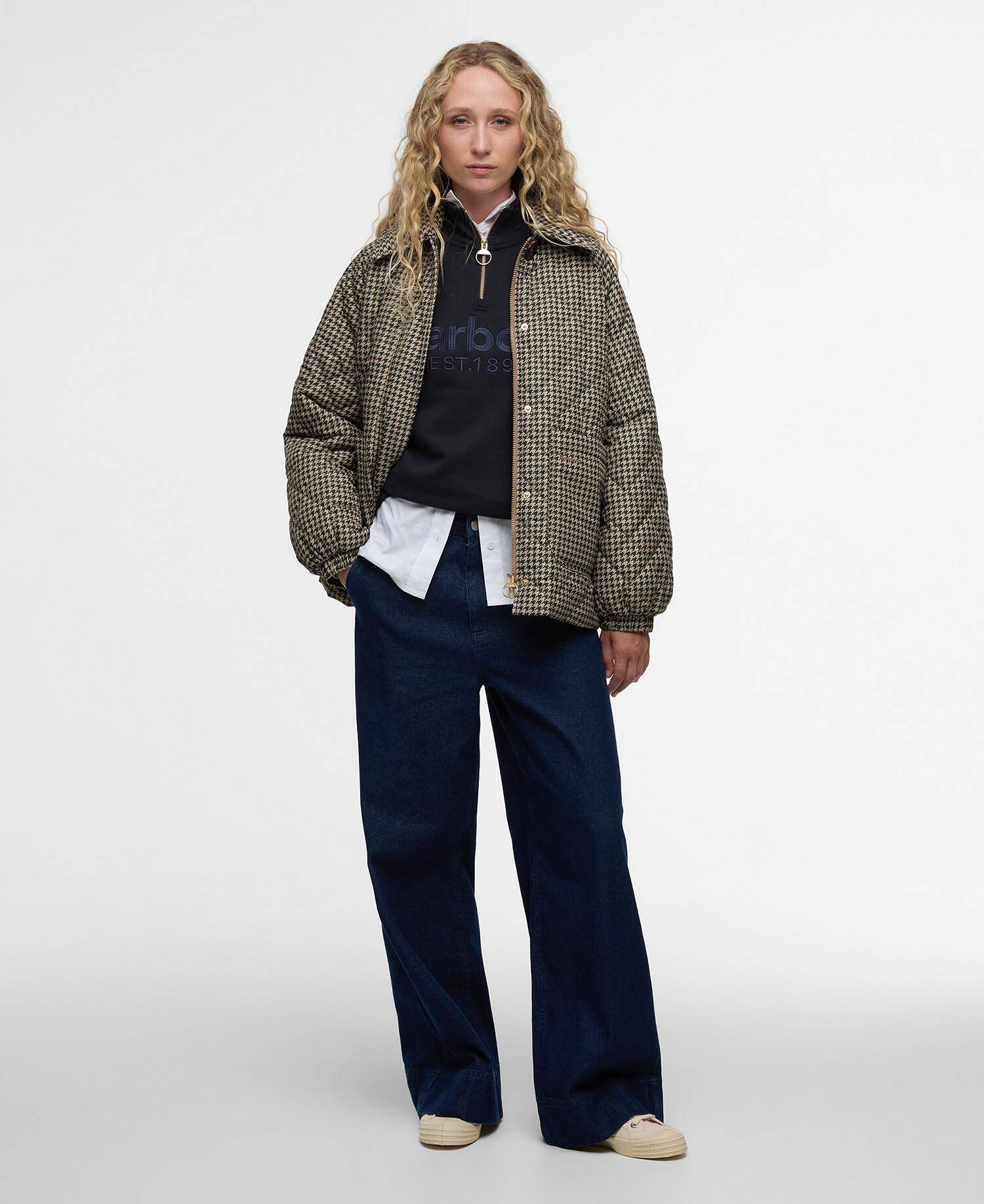 Laoise Check Quilted Jacket Sage Houndstooth/Sand Dune image number 1