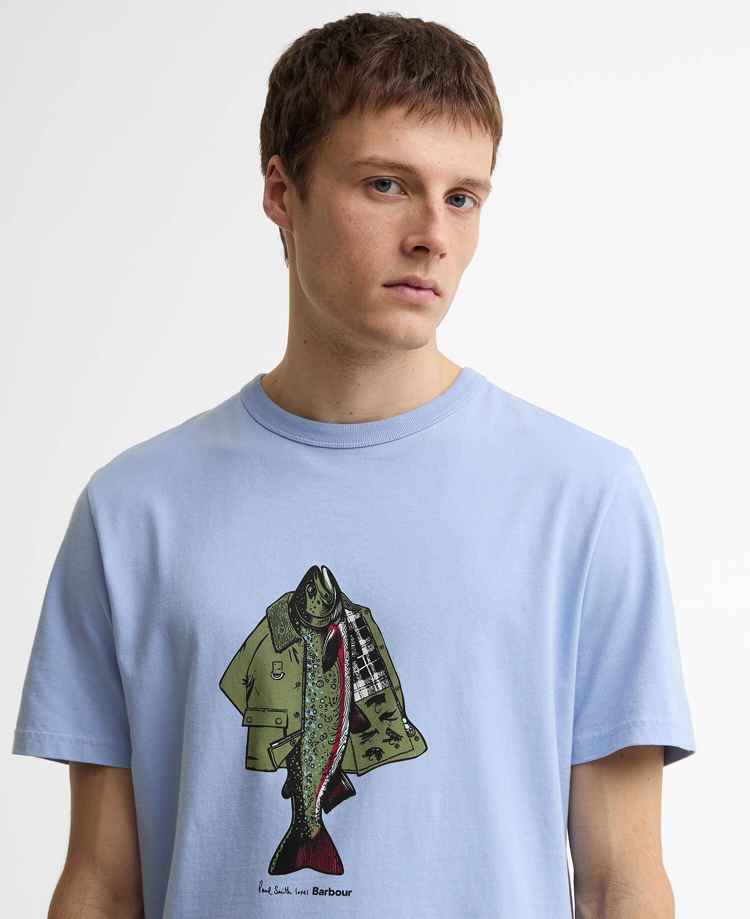 Paul Smith Loves Barbour T-Shirt Fishing Jacket Mid Blue image number 3