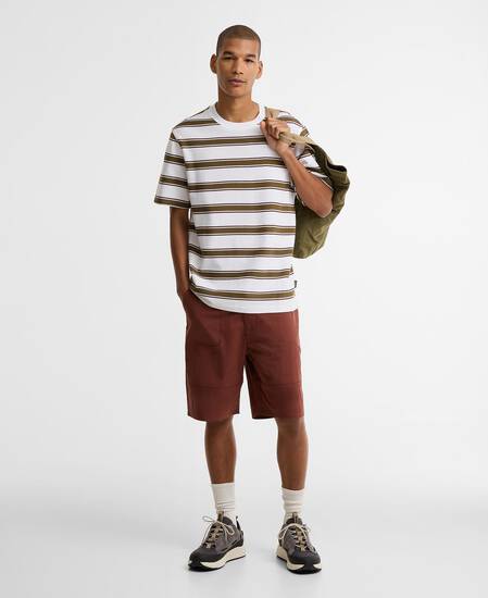 Browtop Striped Relaxed T-Shirt White