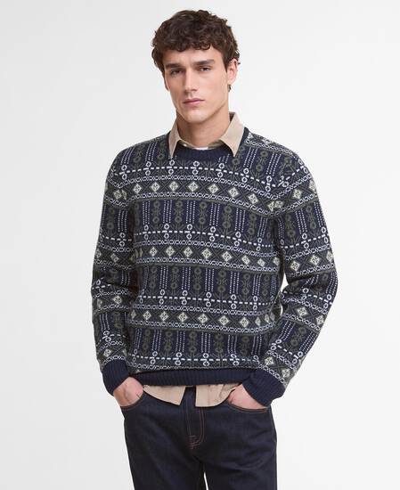 Grangetown Fair Isle Crew Neck Jumper Inky Blue