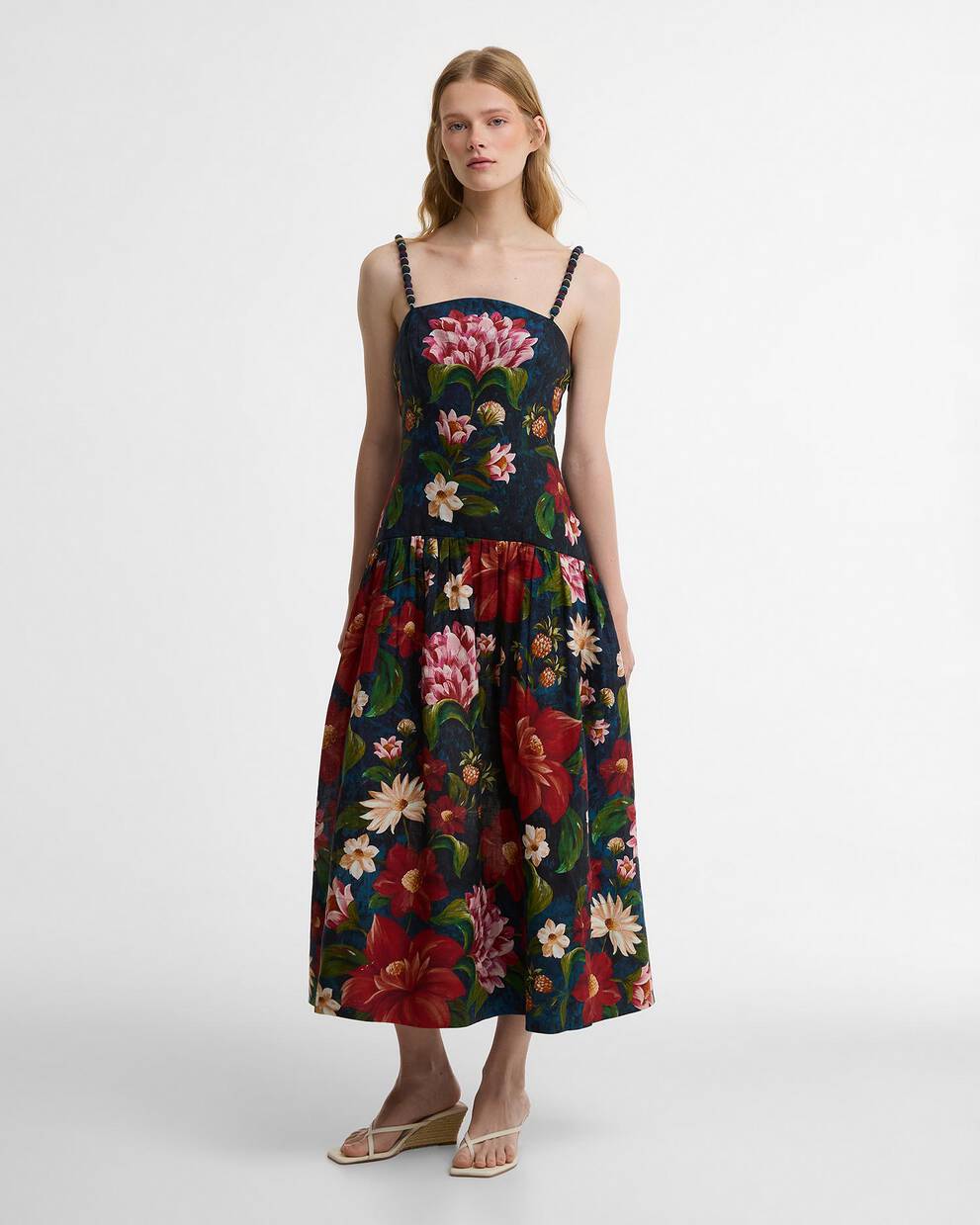 Barbour FARM Rio Wild Flower Midi Dress Navy Wild Flower Print