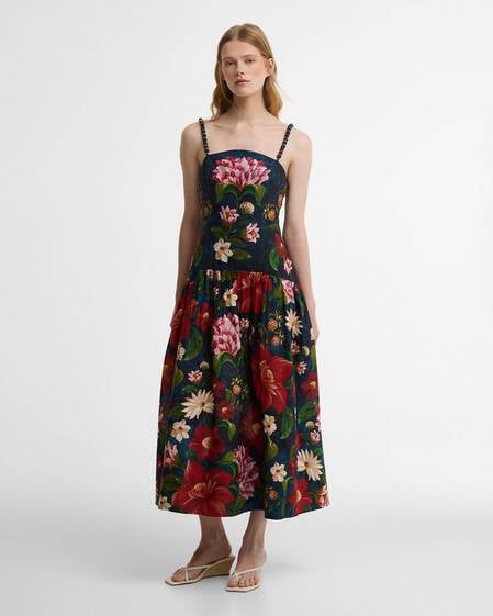 Barbour FARM Rio Kleid Wild Flower Midi Navy Wild Flower Print