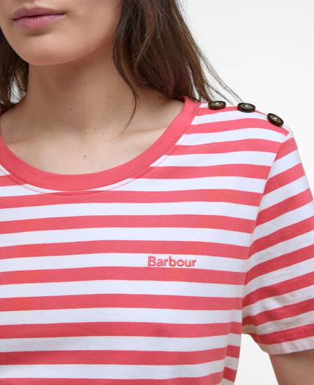 Ferryside Striped T-Shirt Pink Punch/Cloud