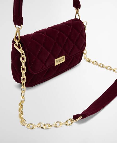 Mini borsa a tracolla trapuntata Soho Velvet Burgundy