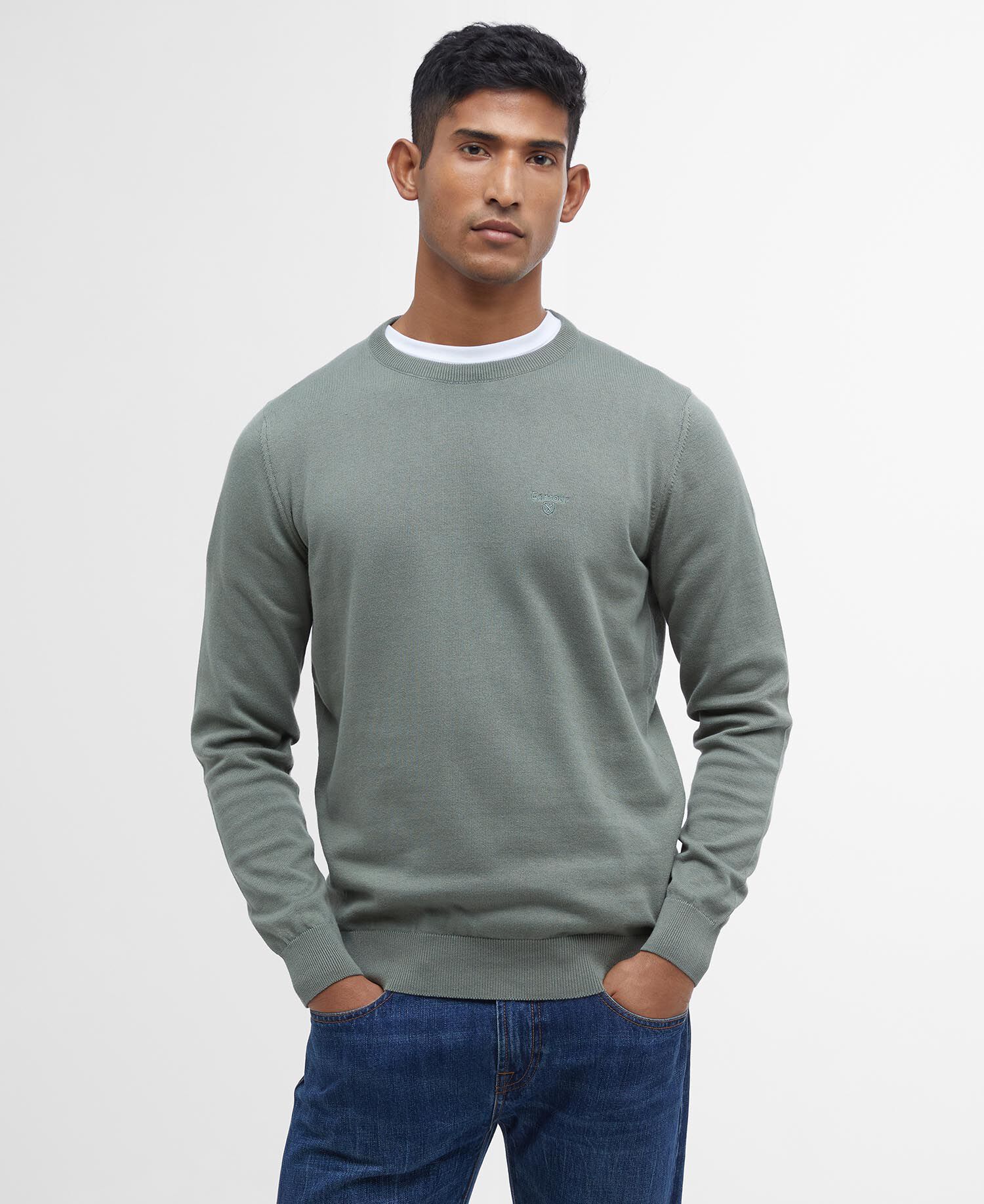 Pima Cotton Crew Neck Jumper Agave Green
