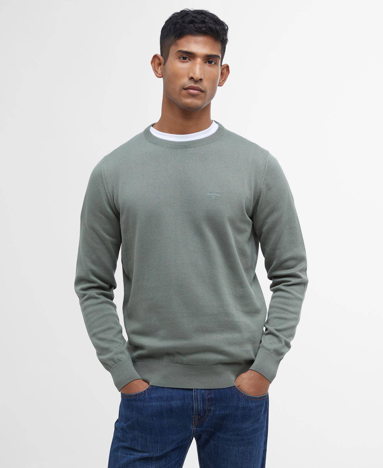 Pima Cotton Crew Neck Jumper Agave Green image number 0