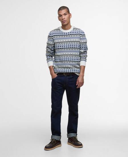 Easdale Fair Isle Crew Neck Jumper Whisper White