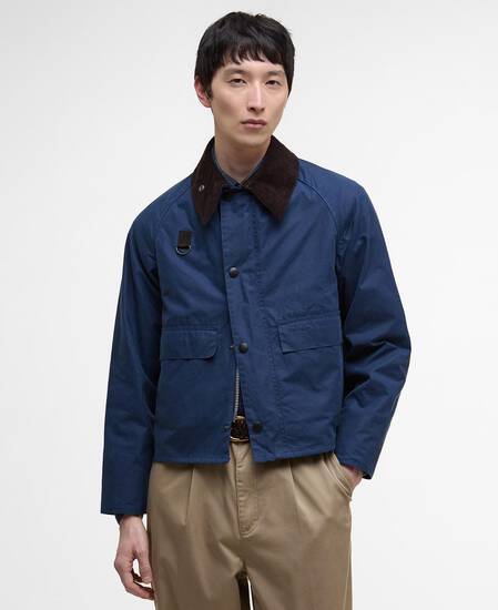 Spey Slim Waxed Jacket Washed Cobalt