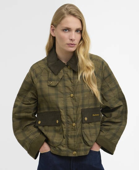 Freizeitjacke Tartan Cropped Beadnell Dusky Green Tartan/Highland