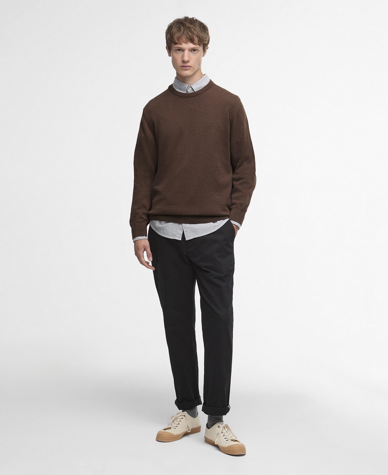 Maglione girocollo in cotone Pima Umber