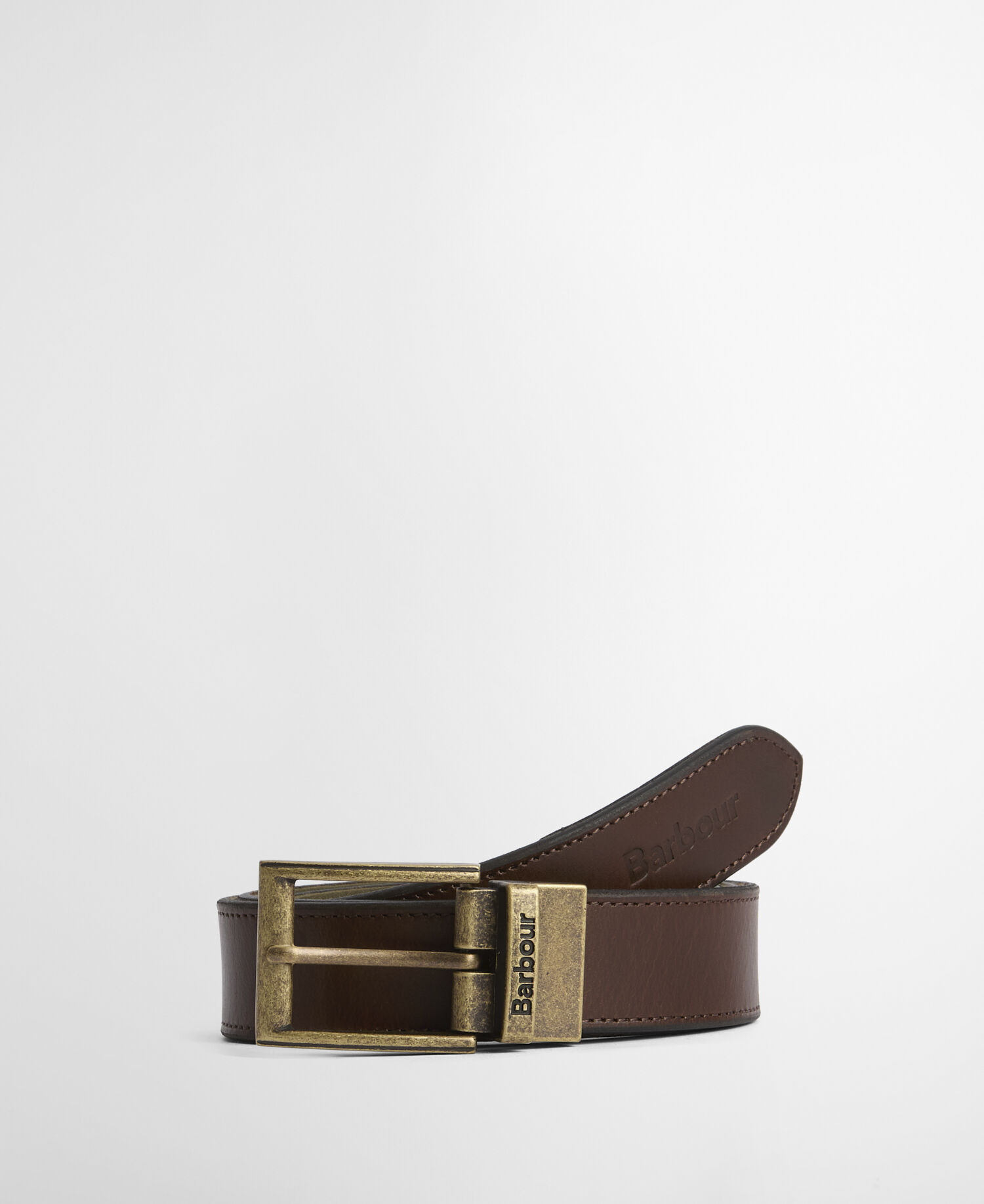 Lederg&uuml;rtel Reversible Transport Dusky Green/Dark Brown