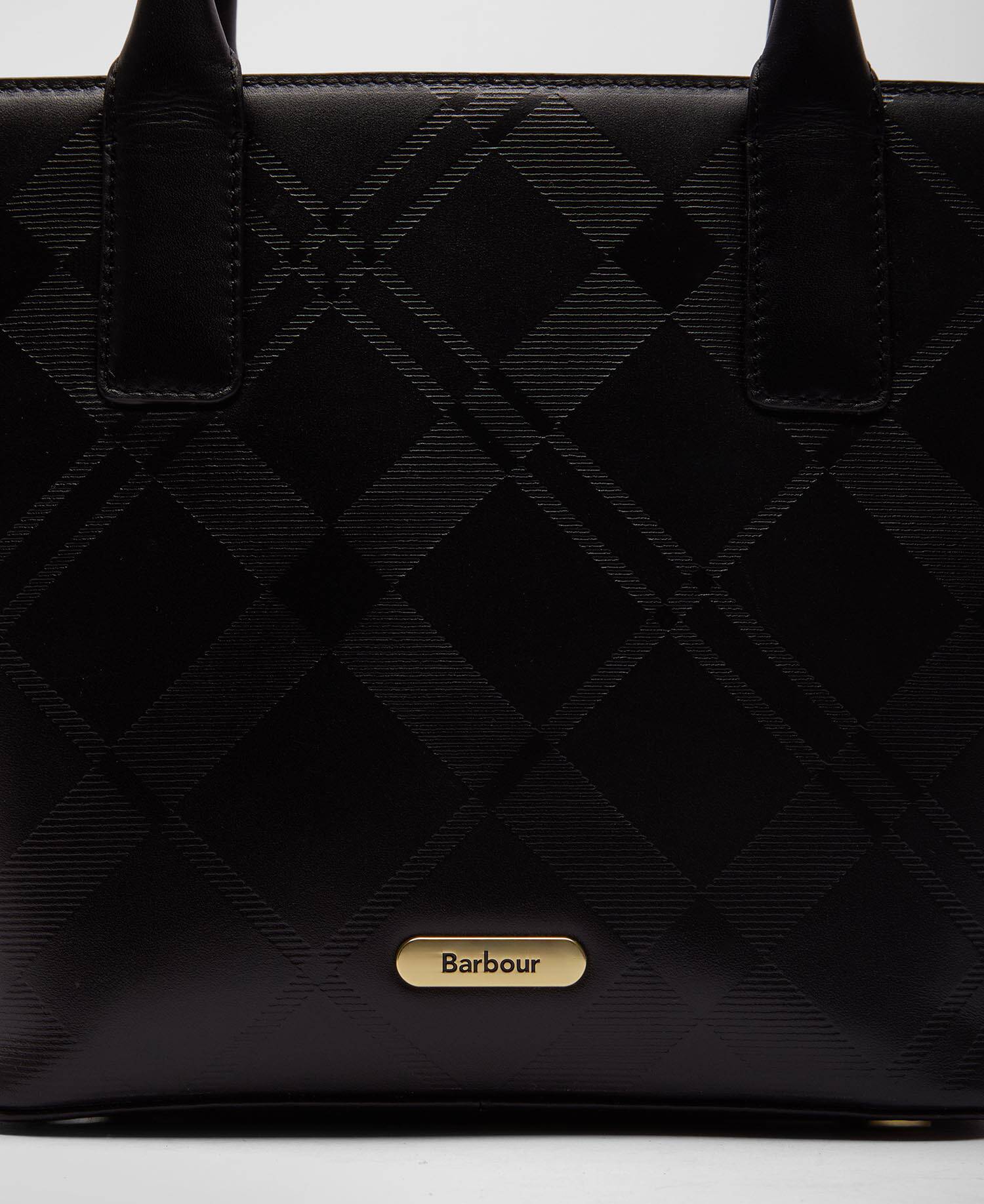Leder Tote Bag Birch Black/ Deboss Tartan image number 4