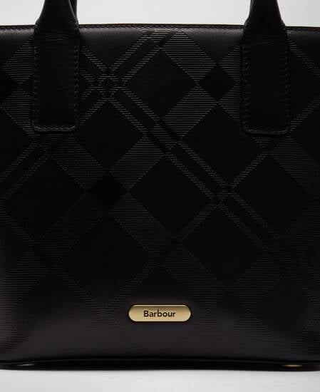 Leder Tote Bag Birch Black/ Deboss Tartan