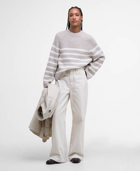 Irene Striped Crew Neck Jumper Oat Stripe