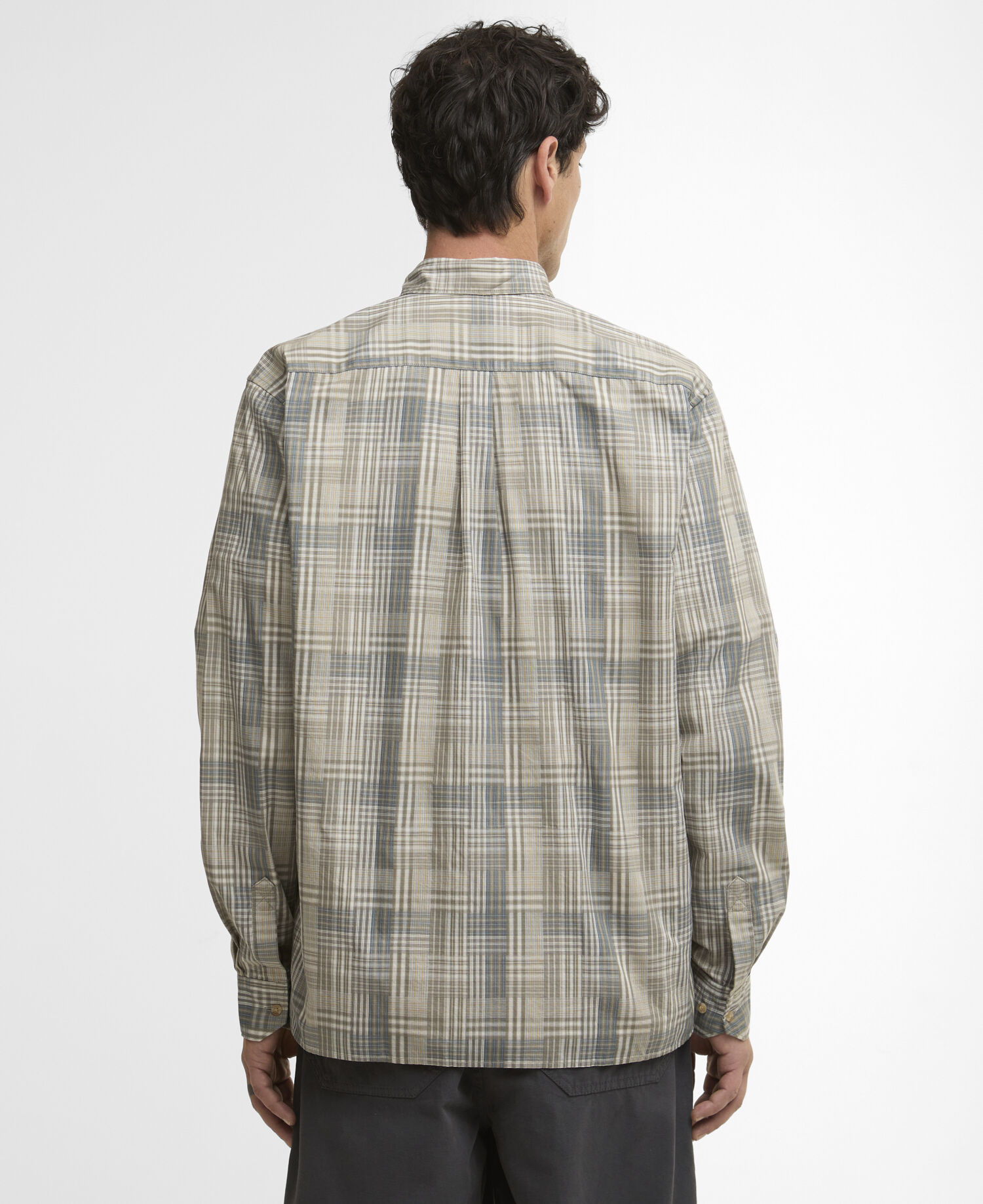 Camicia Maxwell a maniche lunghe a quadri patchwork dalla vestibilit&agrave; comoda Grey Olive