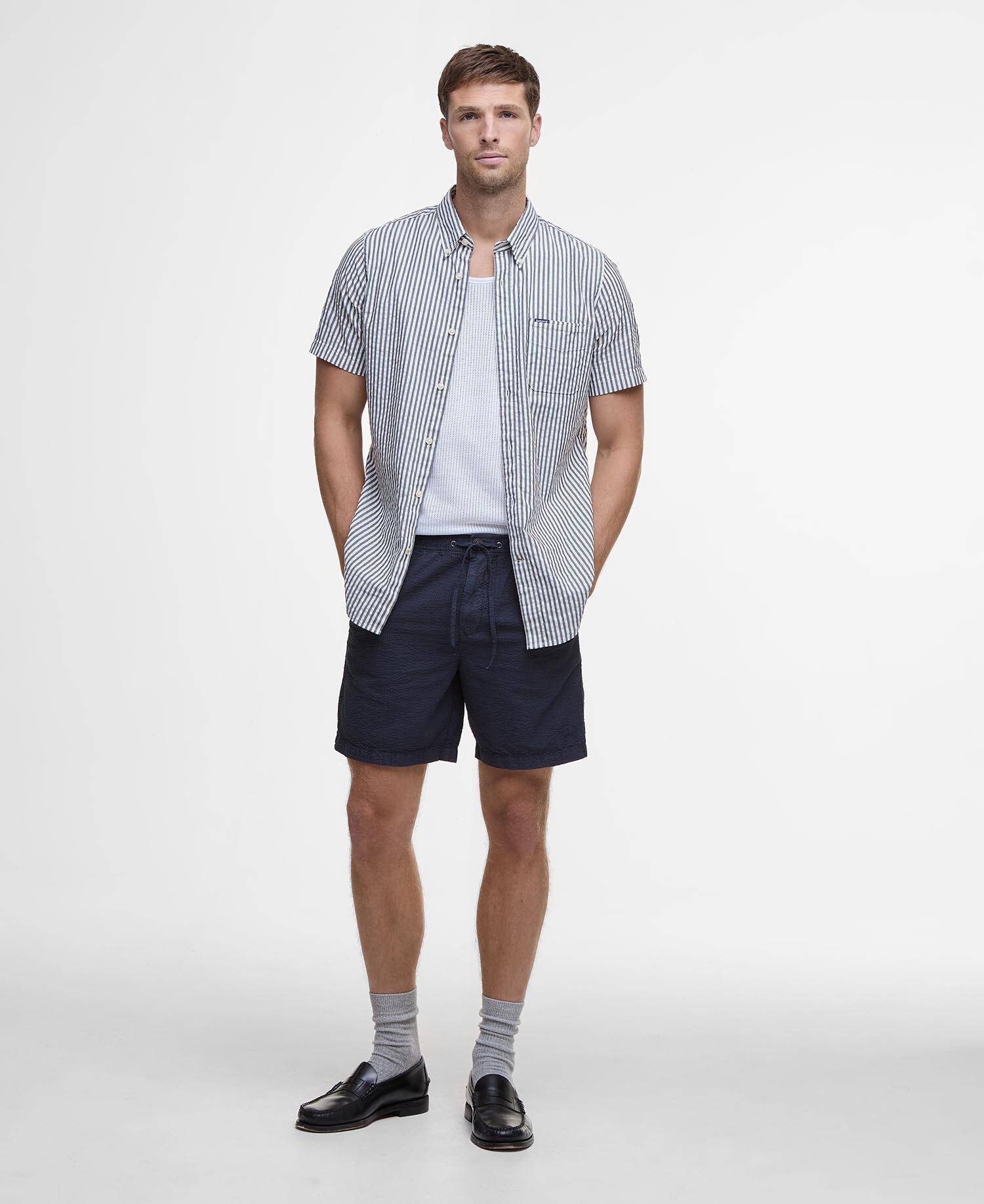 Seersucker Relaxed Shorts Classic Navy image number 0