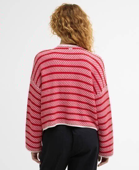 Polly Striped Cardigan Poppy Red Stripe