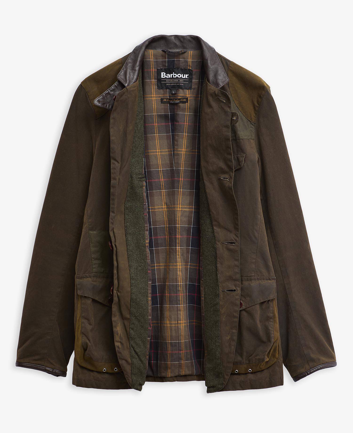 Barbour Re-Loved Beacon Waxed Jacket - Size L Olive image number 1