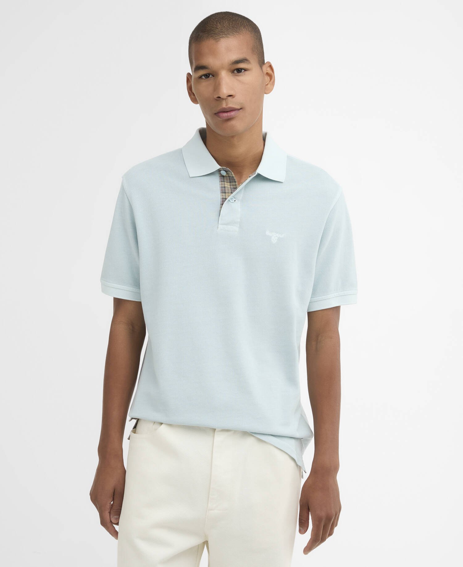 Washed Tartan Tailored Pique Polo image number 0