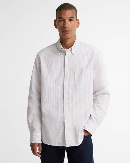 Barbour Striped Authentic-Fit Long-Sleeved Shirt Stone