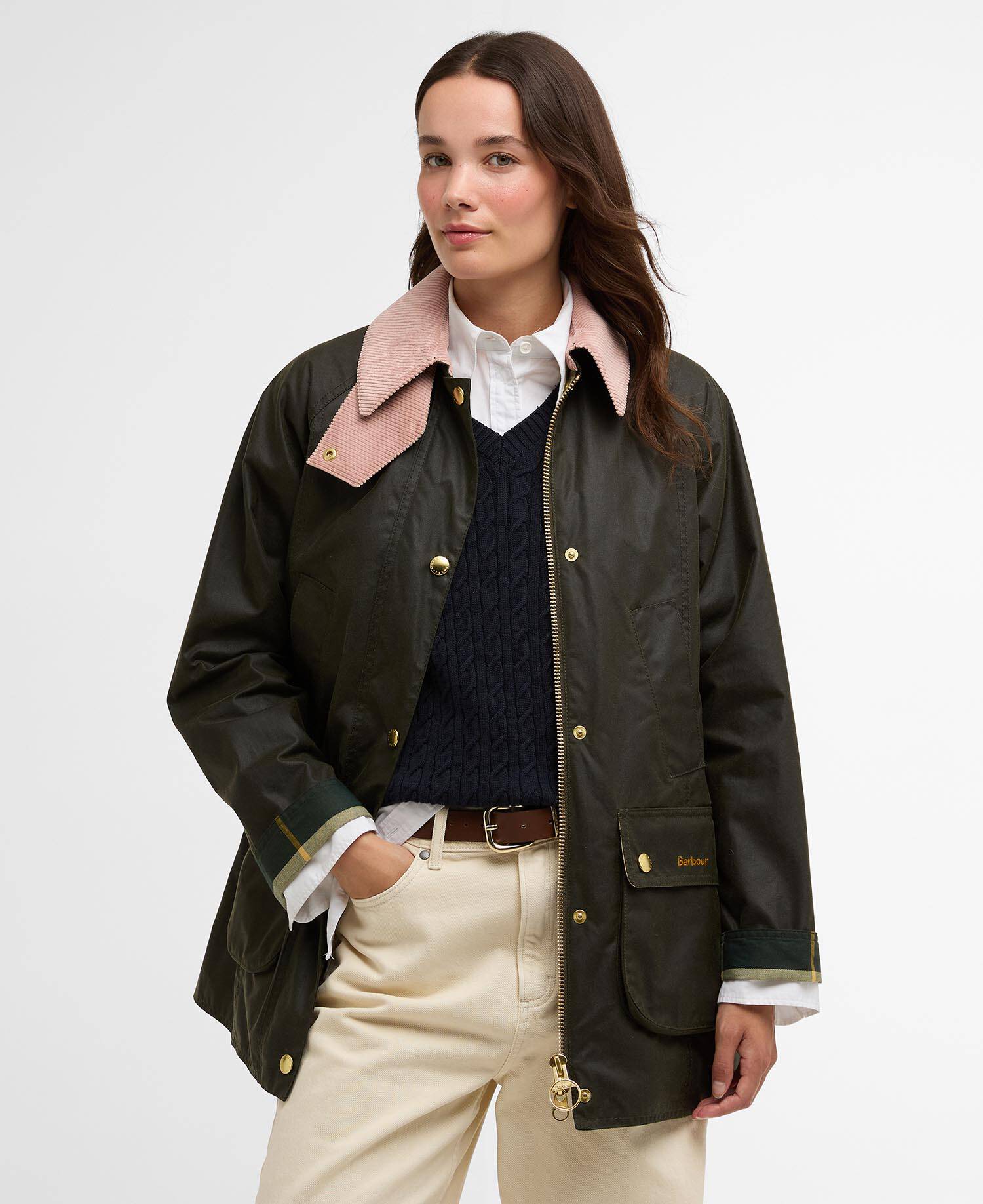 Wachsjacke Modern Beadnell Archive Olive/Ancient/Gardenia image number 0