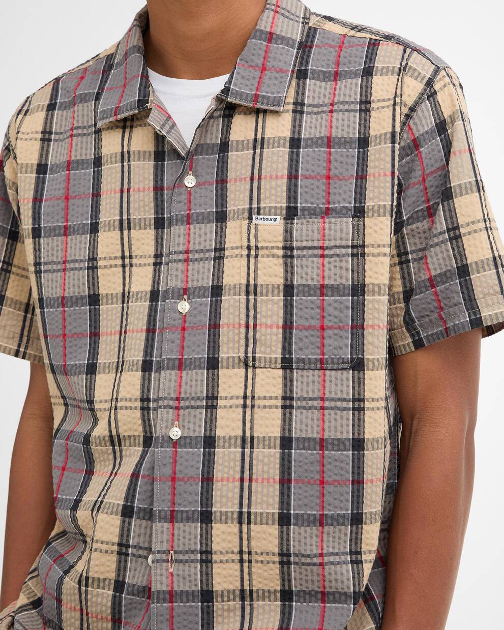 Camicia Clyde a maniche corte in tartan seersucker