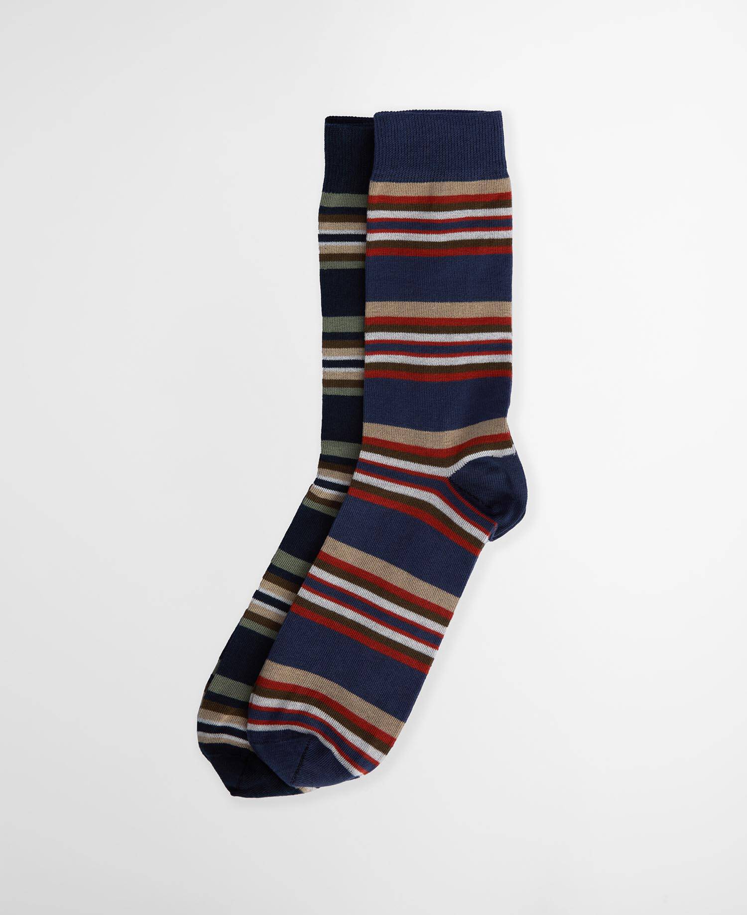 Summer Stripe 2 Pack Socks Multi Stripe Navy/Green image number 0