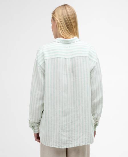 Annie Striped Linen Shirt Spearmint Stripe