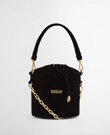 Balham Quilted Mini Bucket Bag Velvet Black