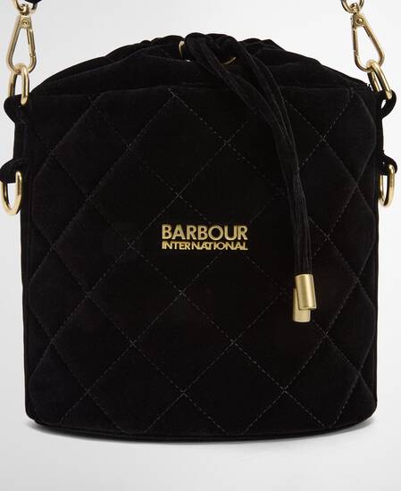 Balham Quilted Mini Bucket Bag Velvet Black