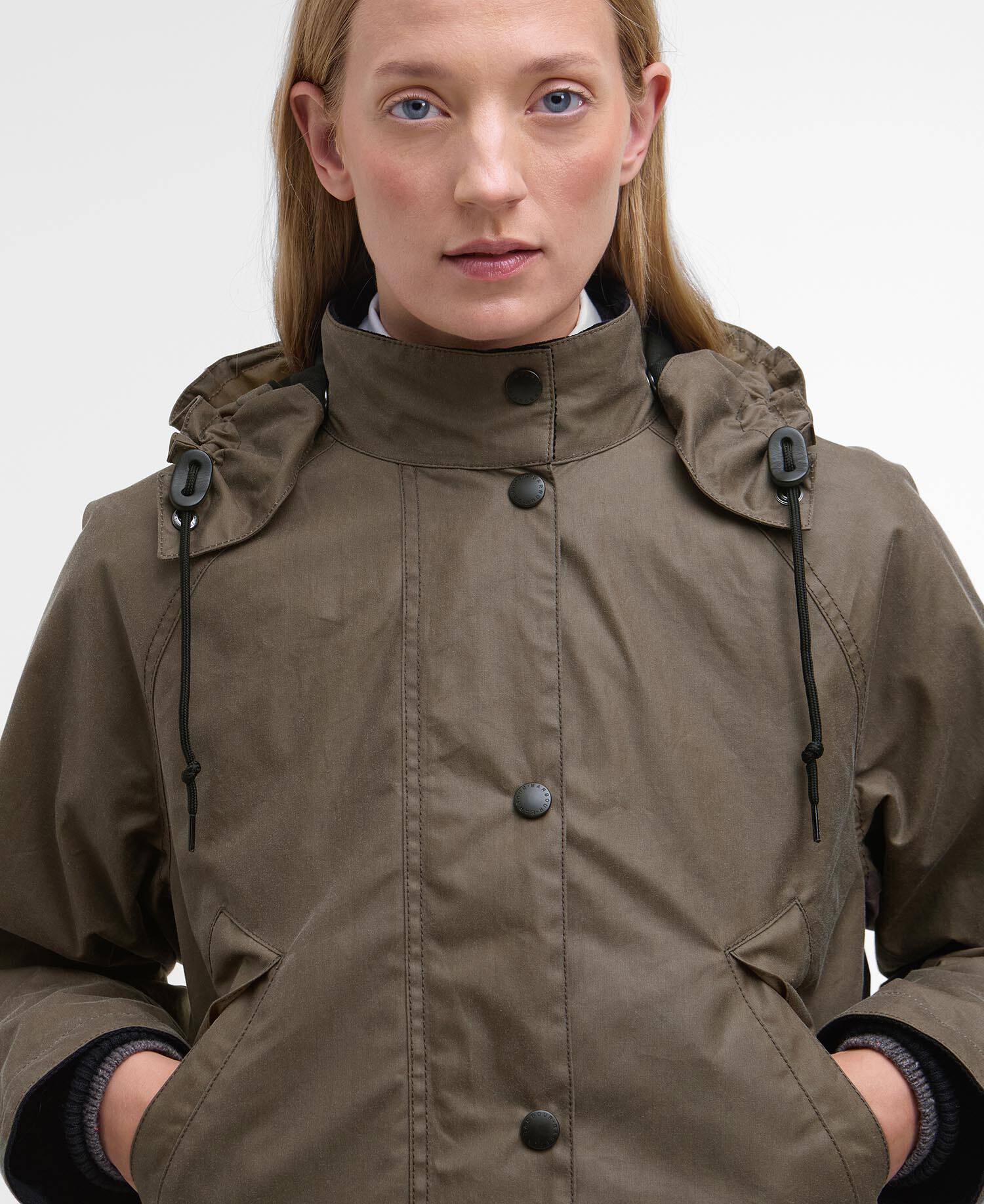 Barbour for Margaret Howell Women's Transport Waxed Jacket Kelp image number 3