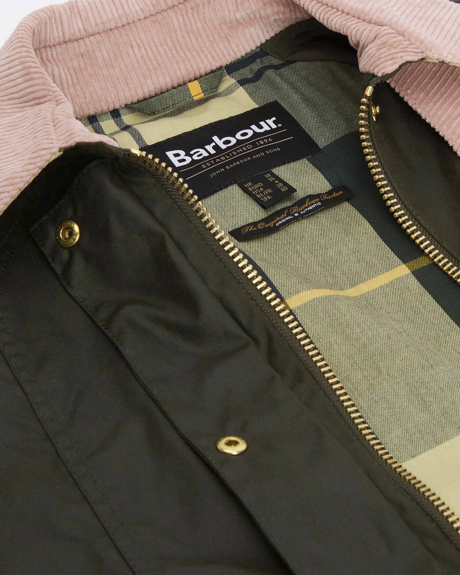 Cropped Beadnell Waxed Jacket Archive Olive/Ancient/Gardenia image number 5
