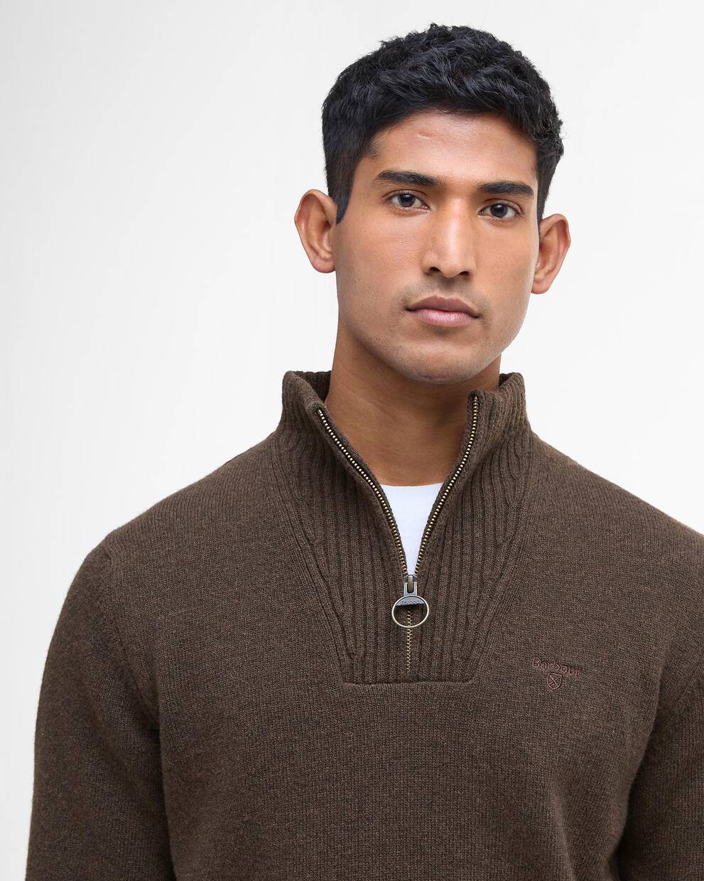 Maglione con mezza zip in lana d'agnello Essential