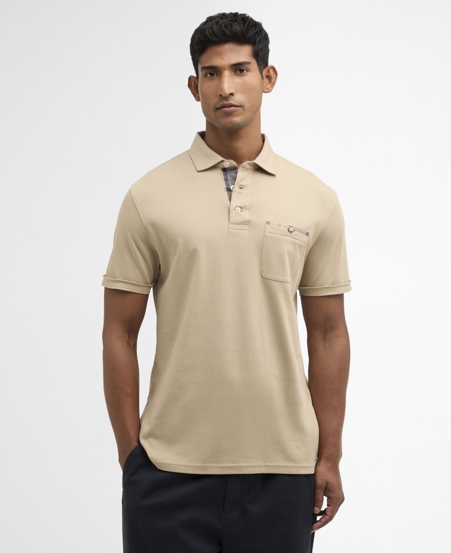 Poloshirt Corpatch Tailored Washed Stone
