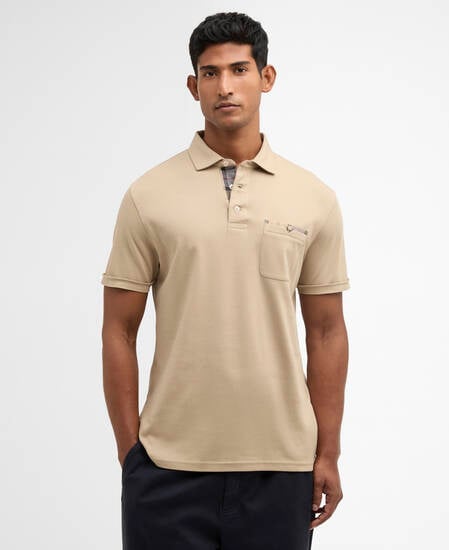 Polo Corpatch a maniche corte leggermente aderente Washed Stone