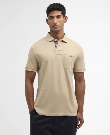 Polo Corpatch a maniche corte leggermente aderente Washed Stone