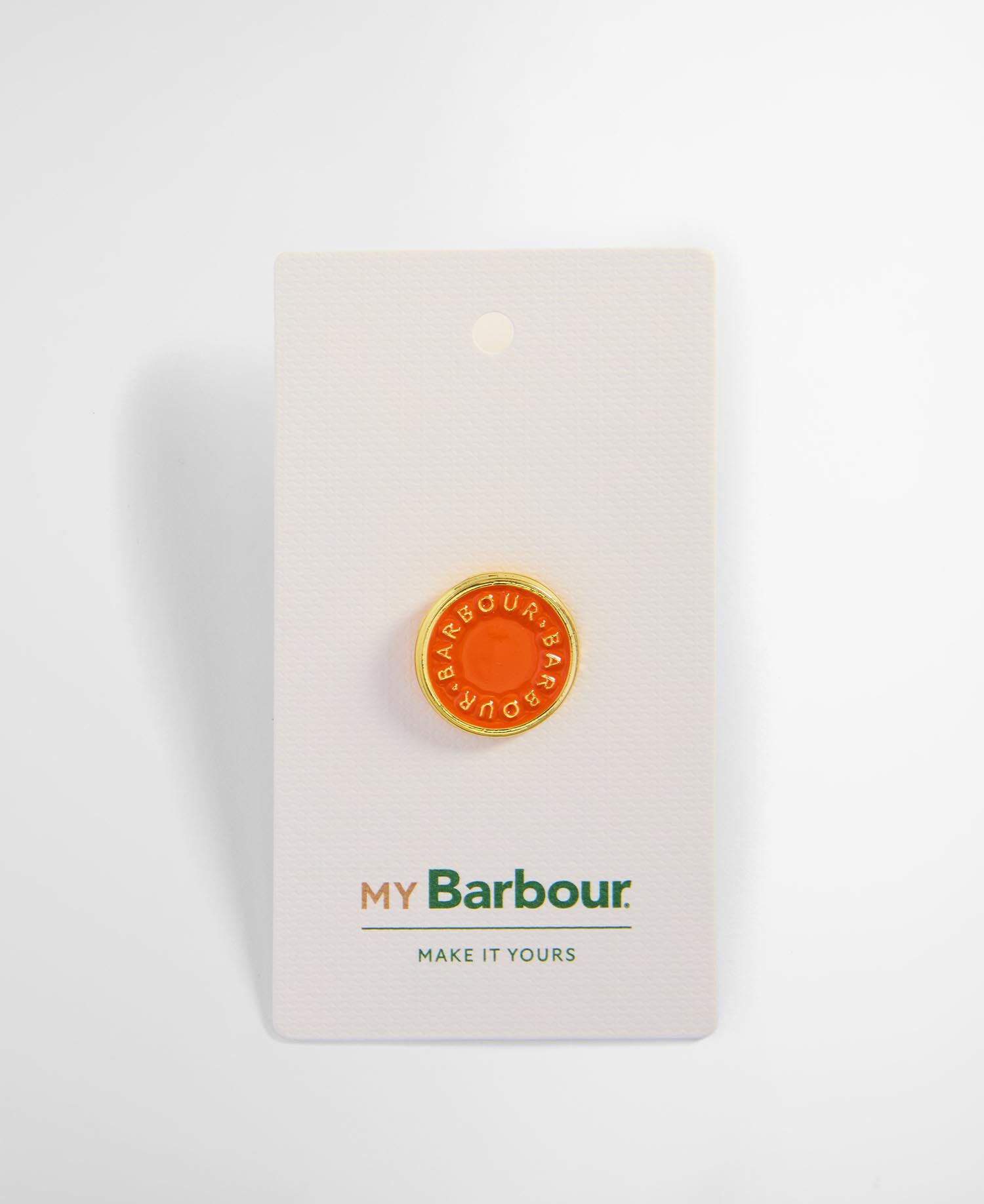 Barbour Orange Button Pin Badge Orange
