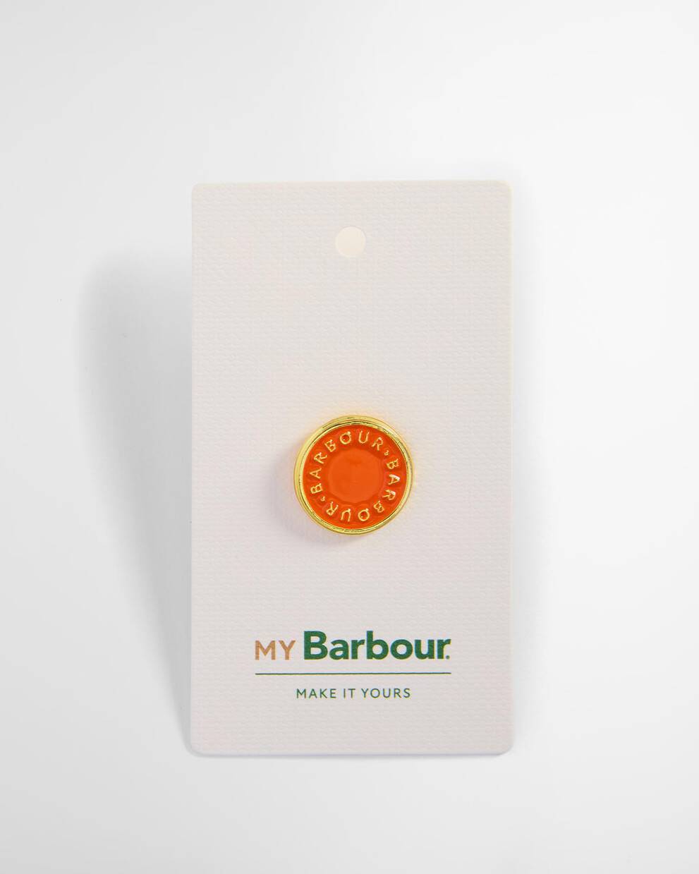 Barbour Orange Button Pin Badge