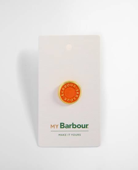 Barbour Orange Button Pin Badge Orange
