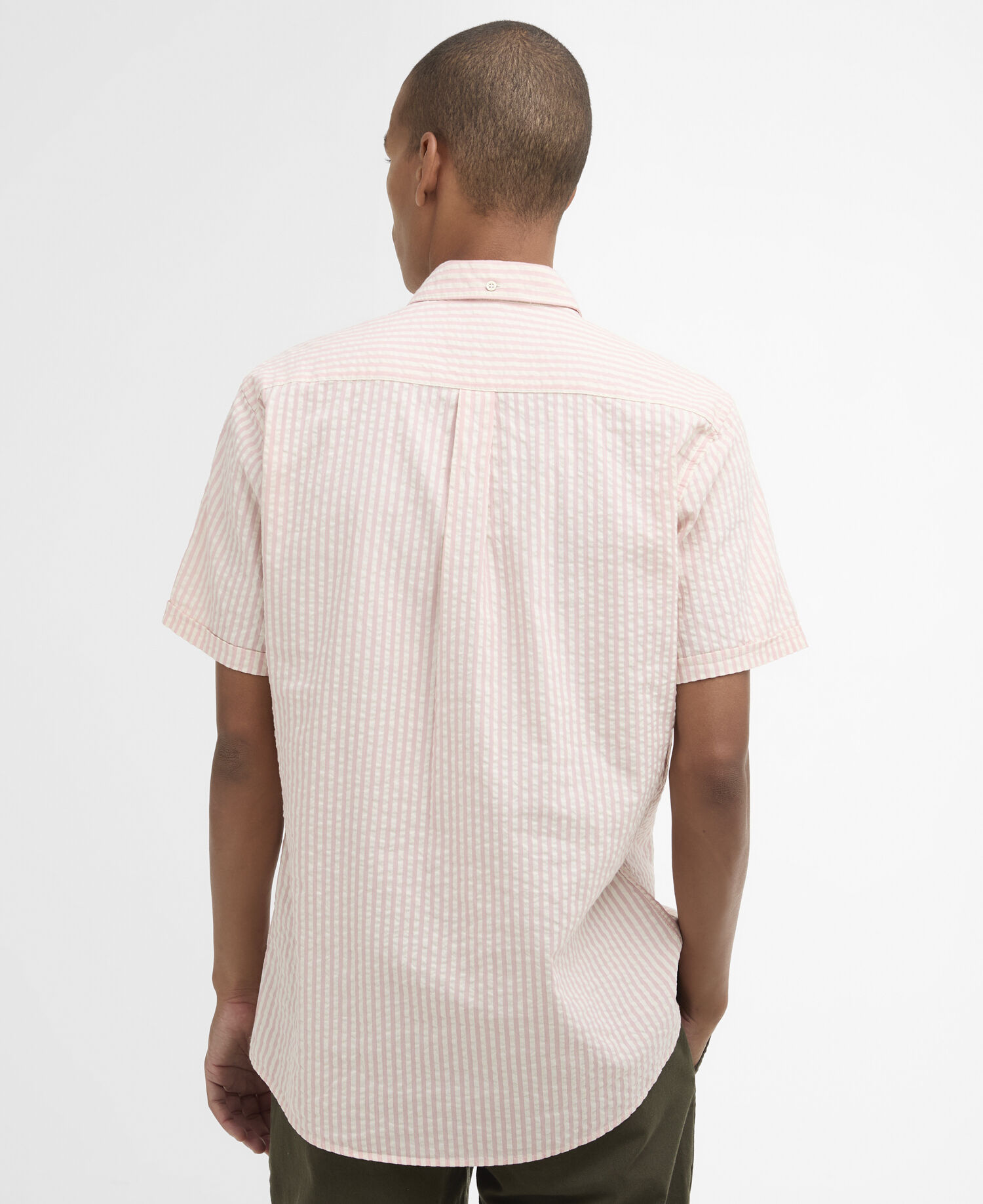 Cresswell Seersucker Regular Short-Sleeved Shirt Mineral Pink