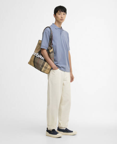 Hexham Oversized Polo Shirt Washed Blue