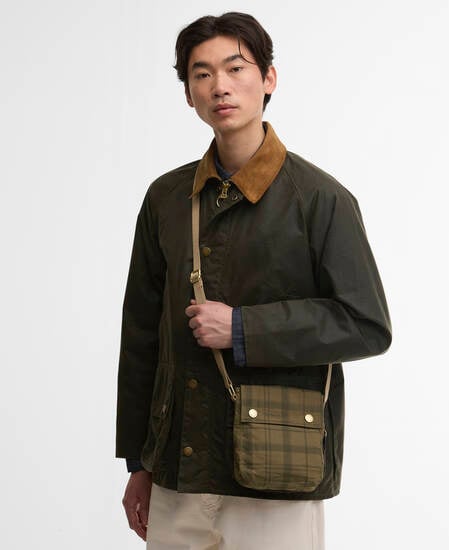 Transport Crossbody Bag Dusky Green Tartan