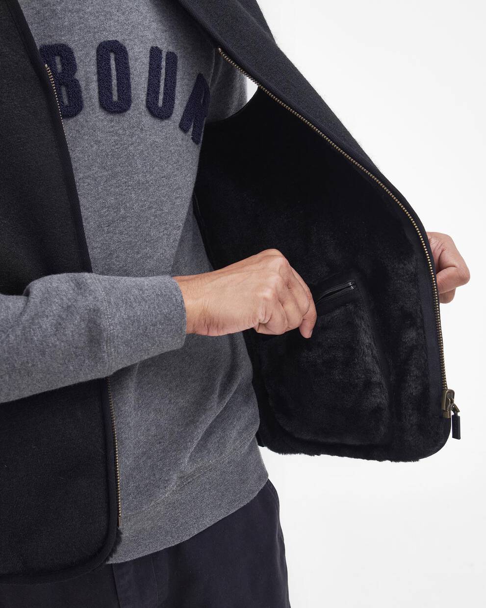 Gilet/fodera in pile caldo con cerniera