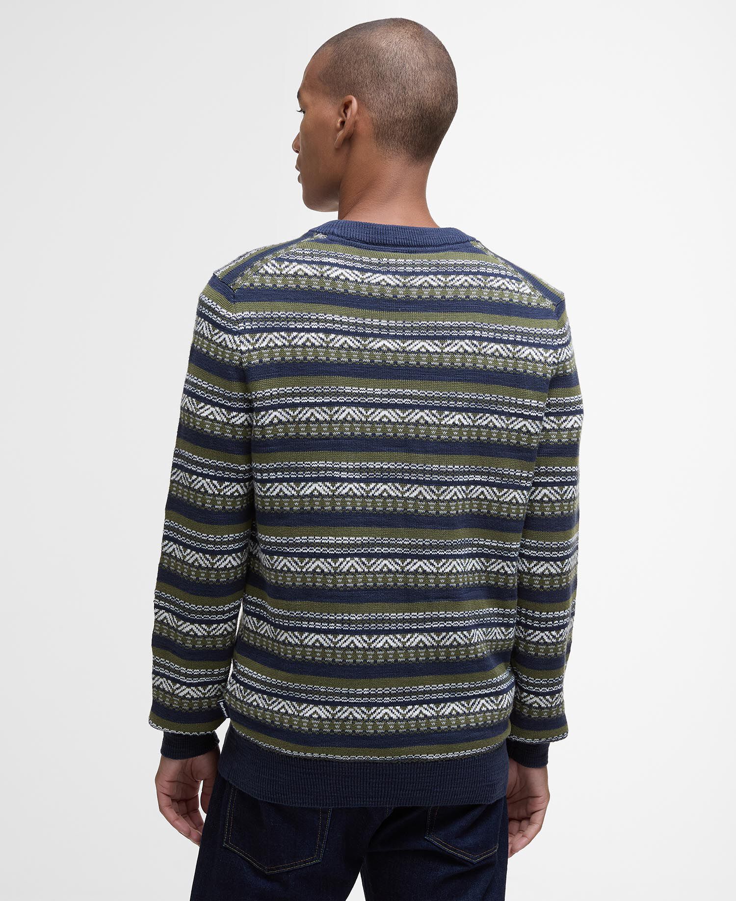 Topcliffe Fairisle Crew Neck Sweater Navy