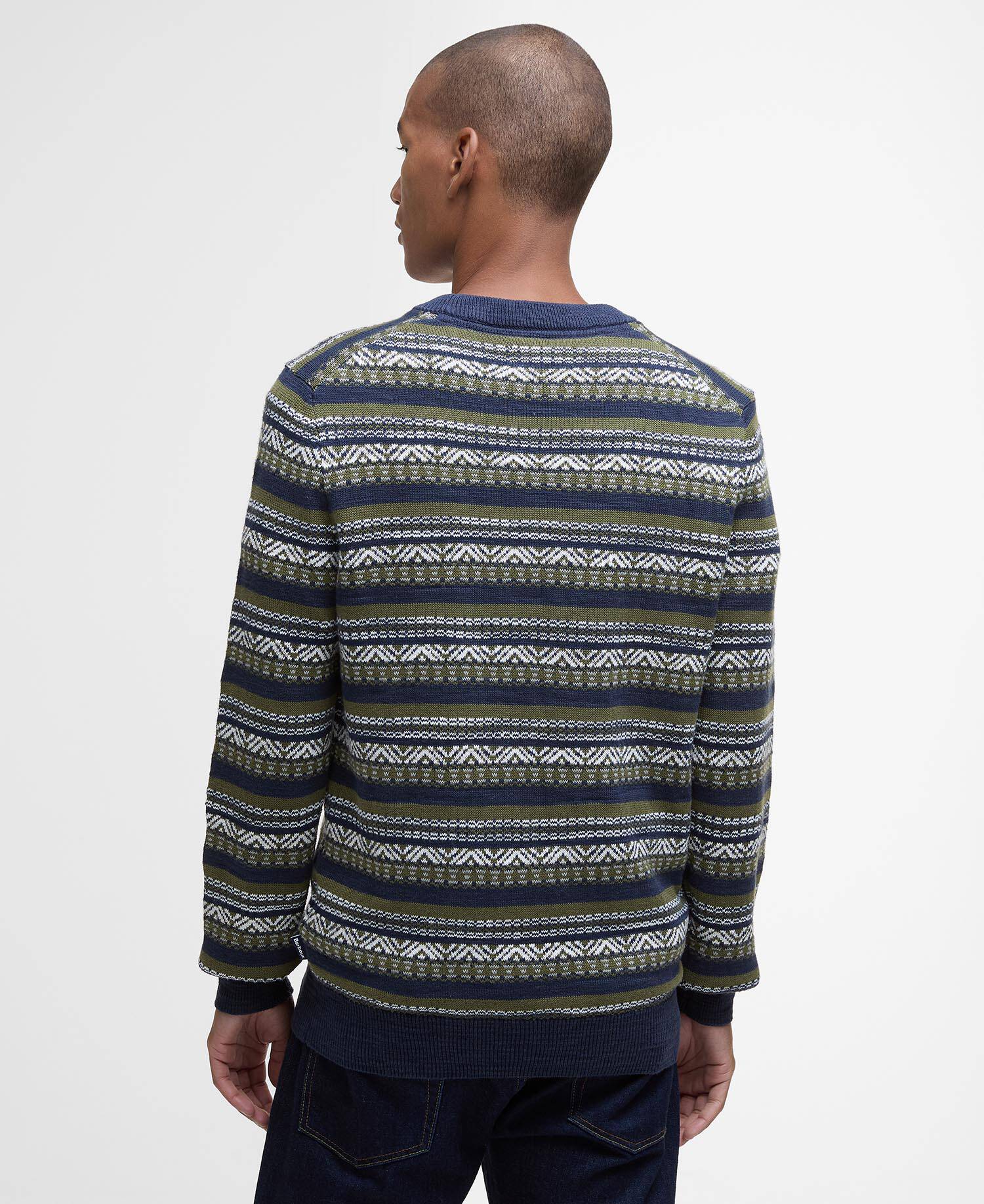 Topcliffe Fairisle Crew Neck Sweater Navy image number 2