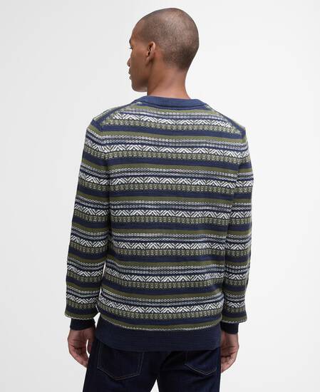 Topcliffe Fairisle Crew Neck Sweater Navy