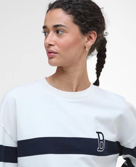 Felpa Faye con motivo a righe Cloud/Navy Stripe