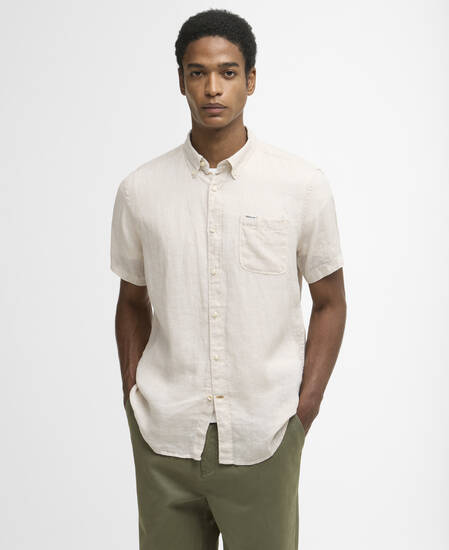 Linton Linen Short-Sleeved Tailored Shirt Mist